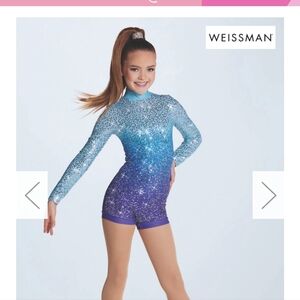 Blue and Purple Sequin Long Sleeve Dance Costume